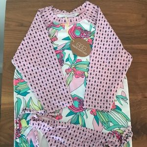 NWT girls rashguard and swim bottoms